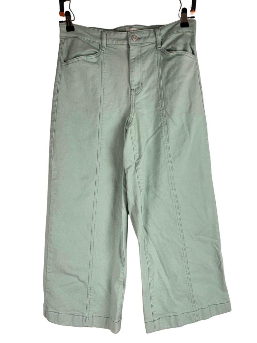 Wonderly Wide Leg Utility Cropped Pants Sage Green 8 Y2K Boho Chic